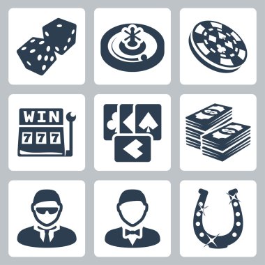 vektör izole casino ve kumar Icons set