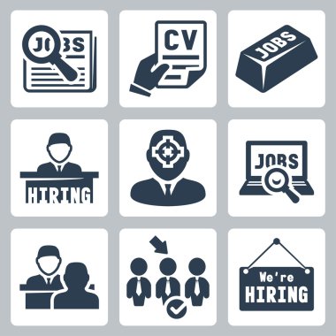 vektör iş avcılık, iş arama, insan kaynakları Icons set