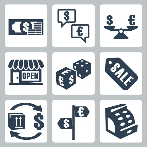 Vector money and shopping isolated icons set — Stock Vector