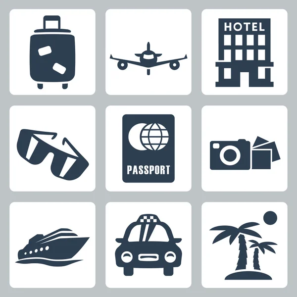 Vector isolated travel icons set — Stock Vector