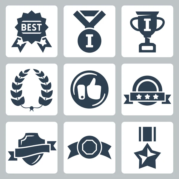 Vector isolated awards icons set — Stock Vector