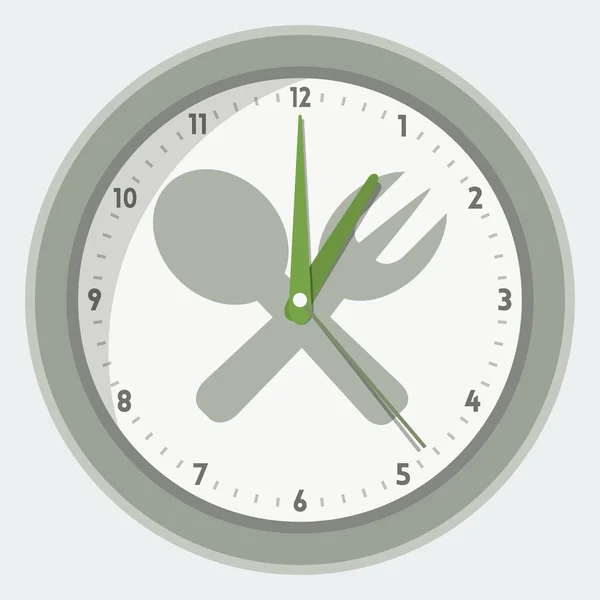 Reloj aislado vectorial - concepto de hora de almuerzo — Vector de stock