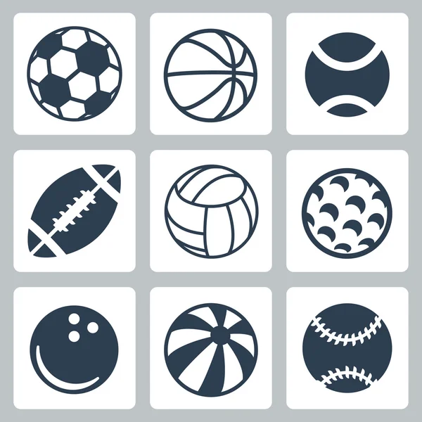 Conjunto de iconos de bolas deportivas vectoriales — Archivo Imágenes Vectoriales