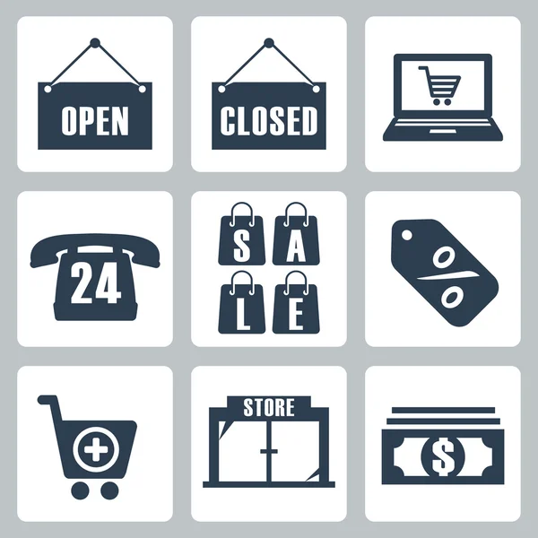 Vector isolated shopping icons set — Stock Vector