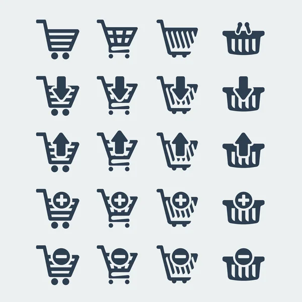 Vektor nákupní vozíky ikony nastavit — Stockový vektor