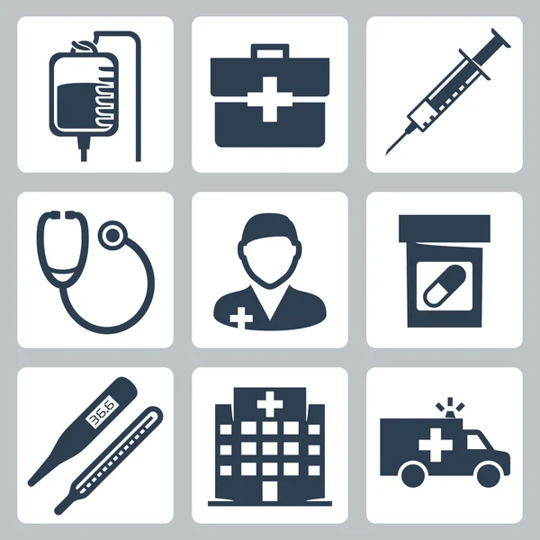 Conjunto de iconos médicos aislados vectoriales — Vector de stock