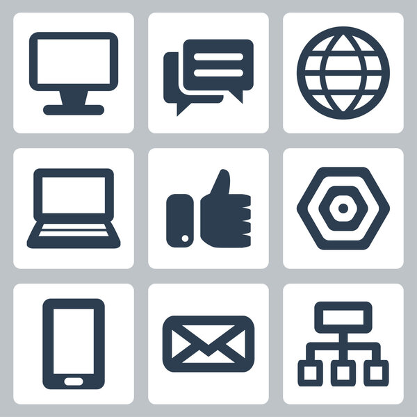 Vector isolated web and internet icons set