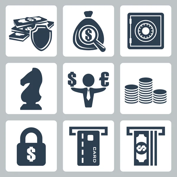 Insieme di icone di denaro isolate vettoriali — Vettoriale Stock