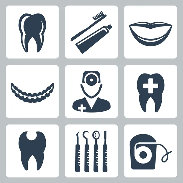 Conjunto de iconos dentales aislados vectoriales — Archivo Imágenes Vectoriales