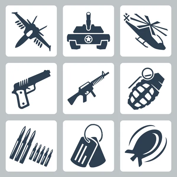 Conjunto de iconos de guerra aislados vectoriales — Vector de stock