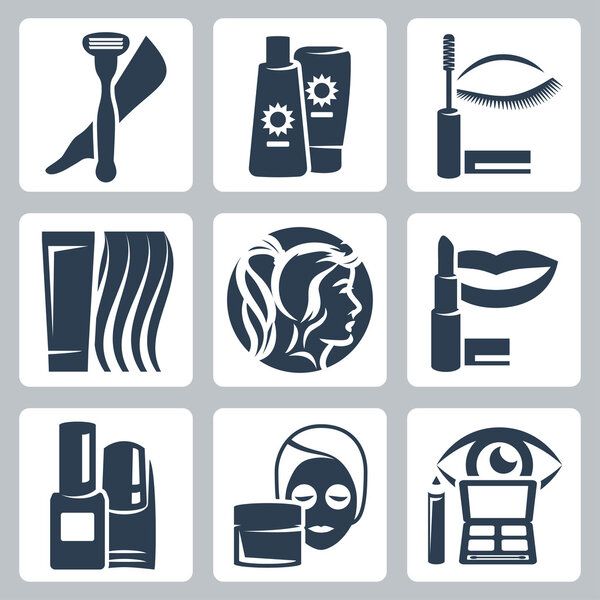 Vector isolated cosmetology icons set