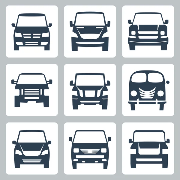 Vector vans (front view) icons set — Stock Vector