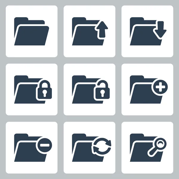 Wektor zestaw ikon na białym tle folderu — Wektor stockowy