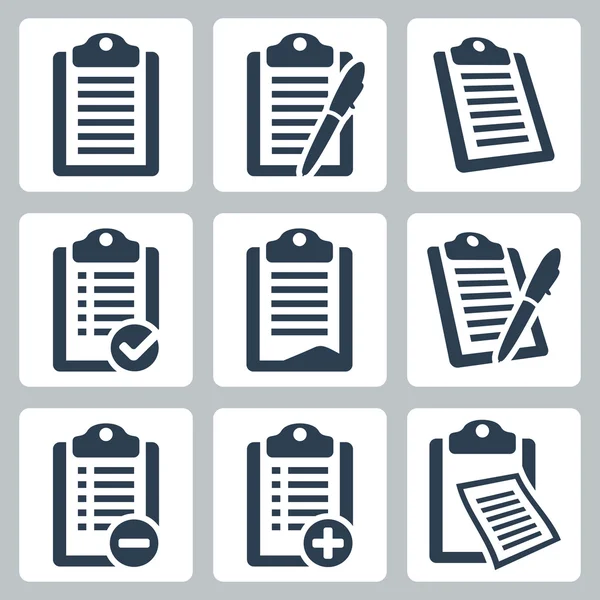 vektör izole Pano, denetim listesi simgeleri ayarlamak