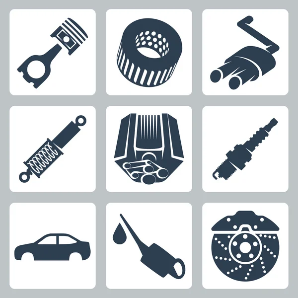 Vector car parts icons set — Stock Vector