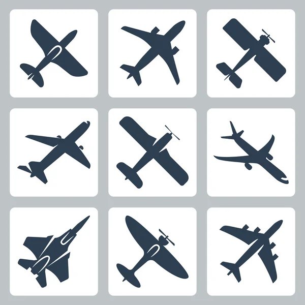 Vector geïsoleerd vliegtuig icons set — Stockvector