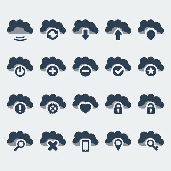 Conjunto de iconos de tecnologías de nube aisladas vectoriales — Vector de stock