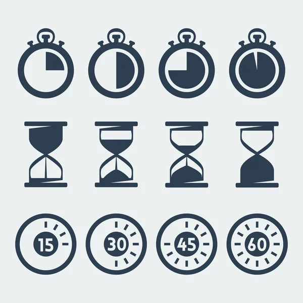 Ensemble d'icônes de minuteries isolées vectorielles — Image vectorielle