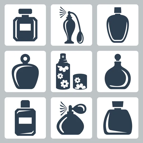 Conjunto de iconos de botellas de perfume aisladas vectoriales — Vector de stock