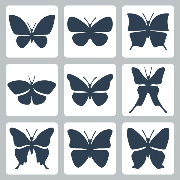Vector isolated butterflies icons set — Stock Vector