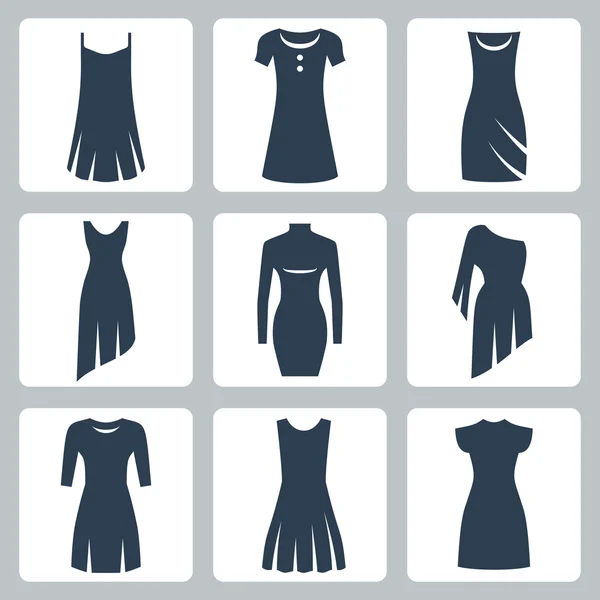 Vector isolated dresses icons set — Stock Vector