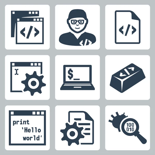 Vector programming and software development icons set — Stock Vector