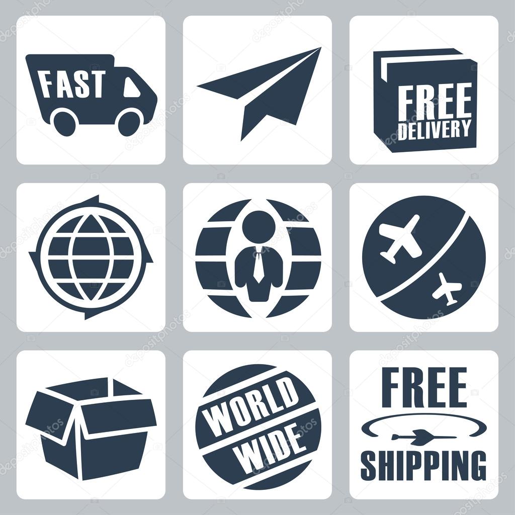 Vector isolated shipping icons set