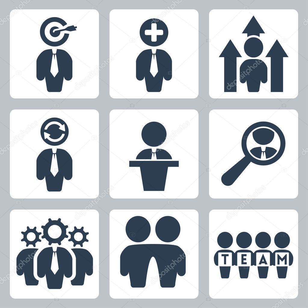Vector business and partnership icons set
