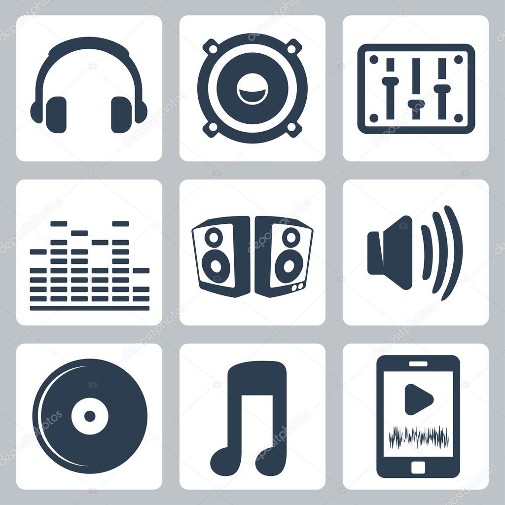 Vector isolated music icons set