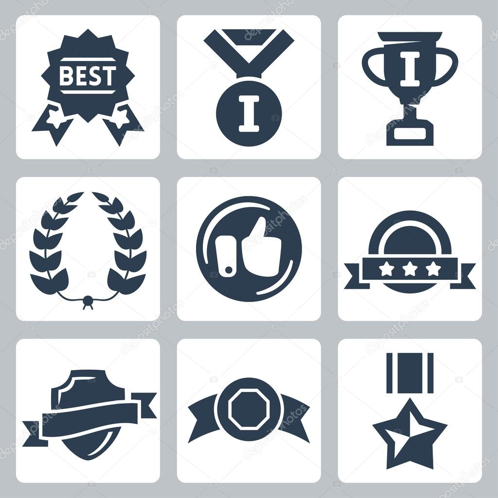 Vector isolated awards icons set