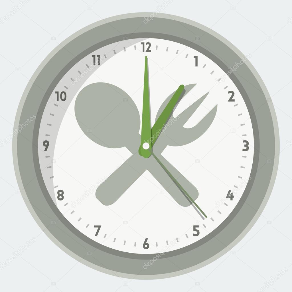 Vector isolated clock - lunch time concept