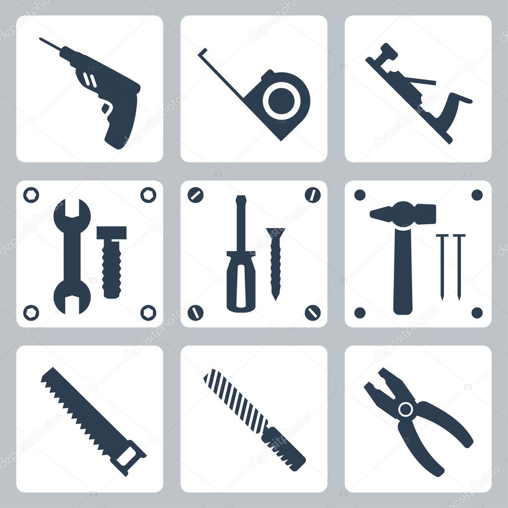 Vector isolated tools icons set