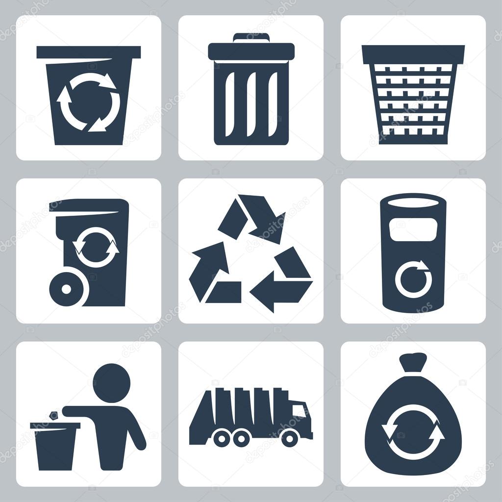 Vector isolated garbage icons set