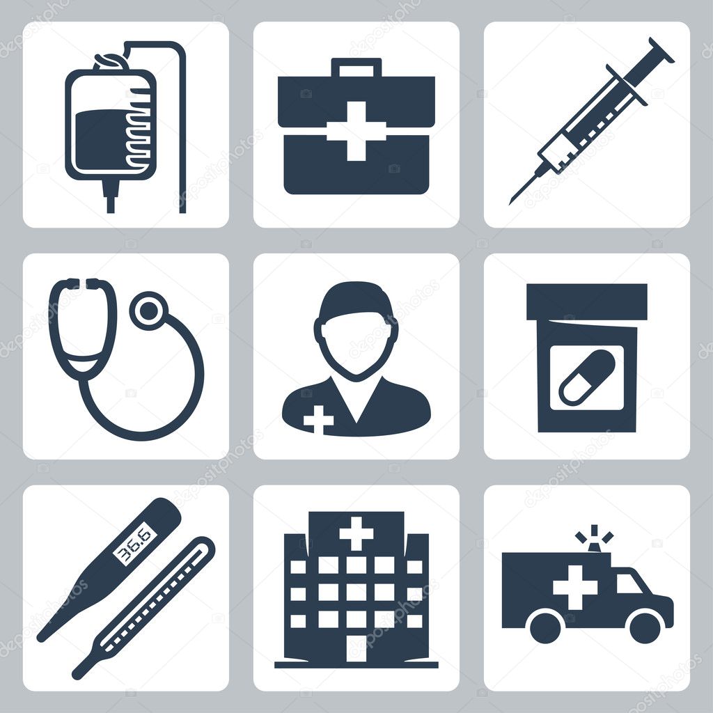 Vector isolated medical icons set