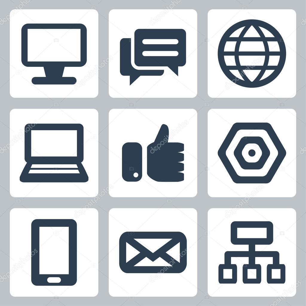 Vector isolated web and internet icons set