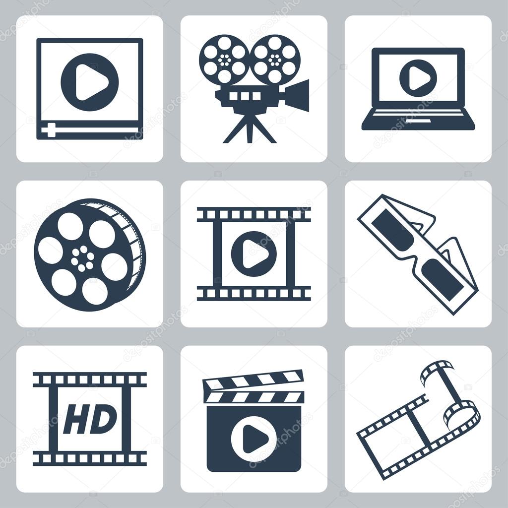 Vector isolated cinema and video icons set