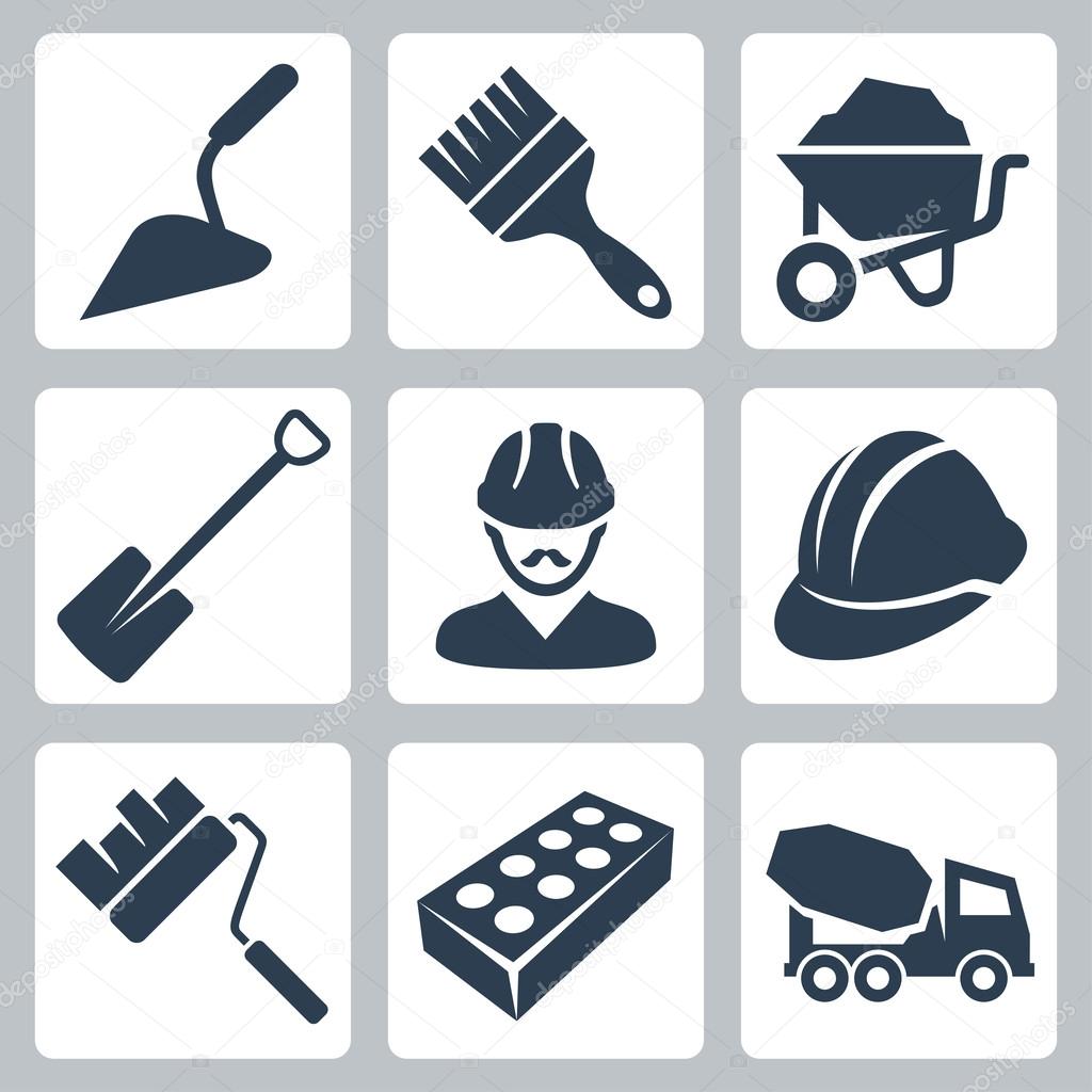 Vector isolated construction icons set