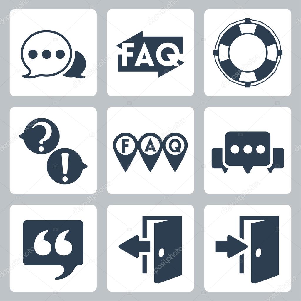 Vector isolated faq and info icons set