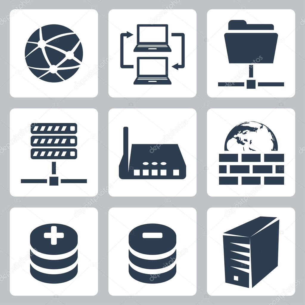 Vector isolated computer network icons set