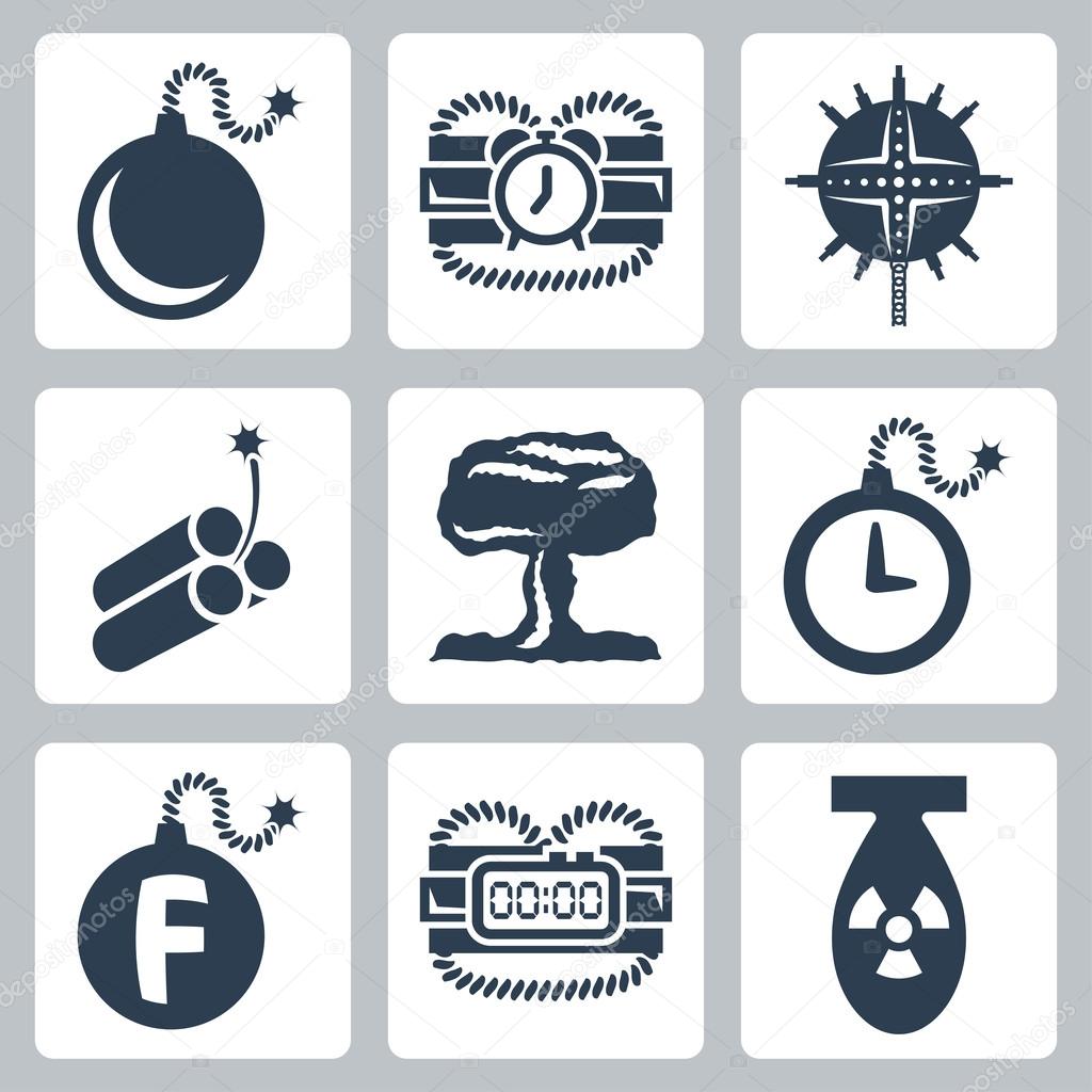 Vector isolated bombs icons set