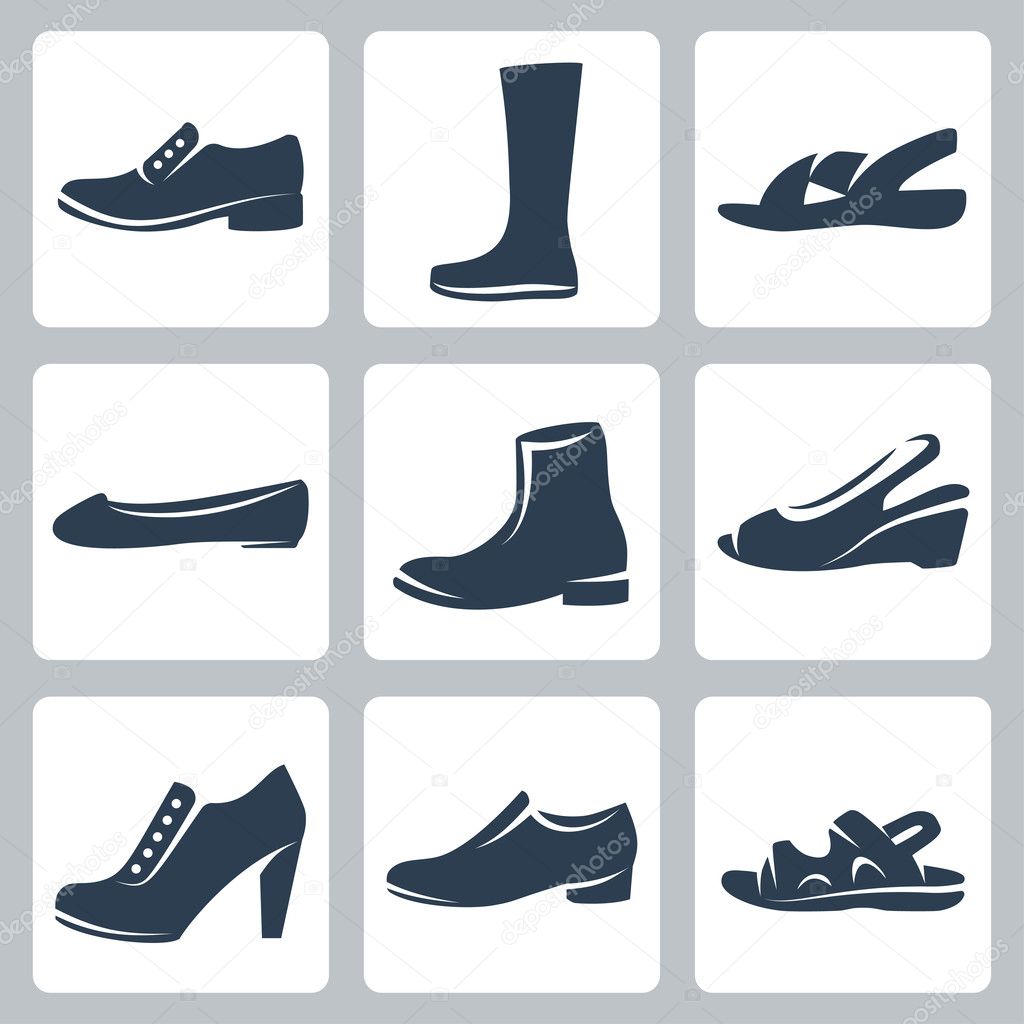Vector isolated shoes icons set