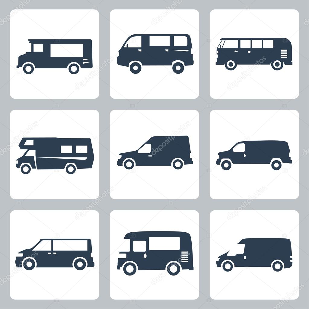 Vector vans (side view) icons set