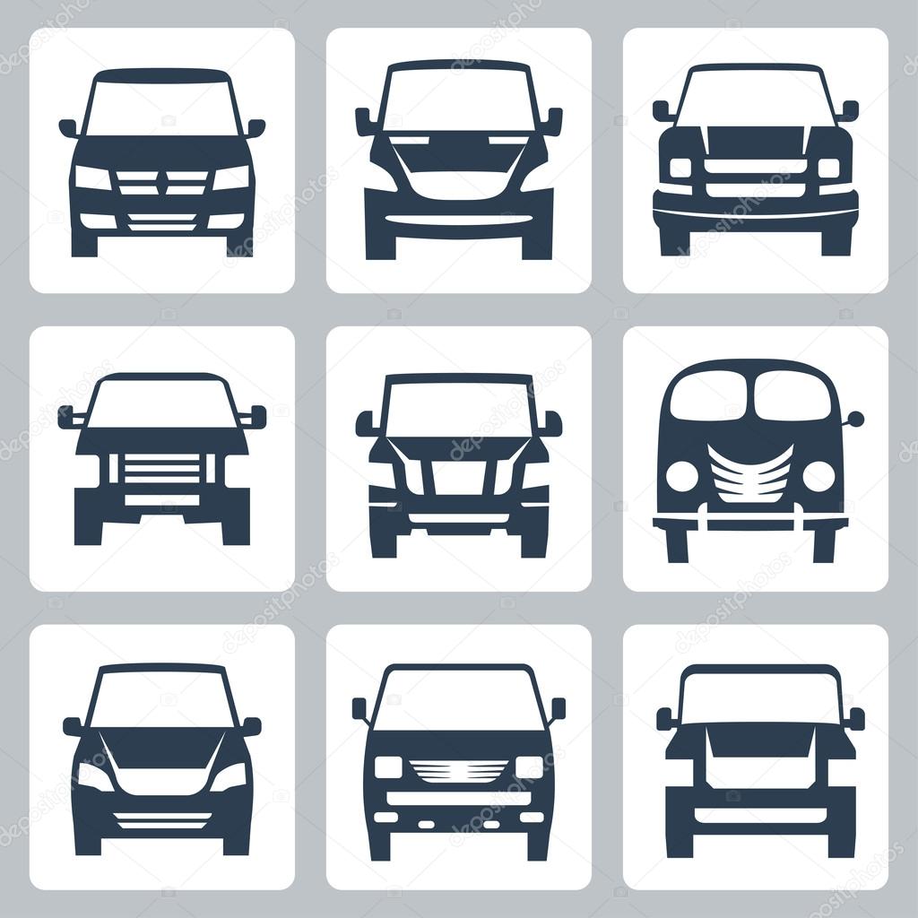 Vector vans (front view) icons set