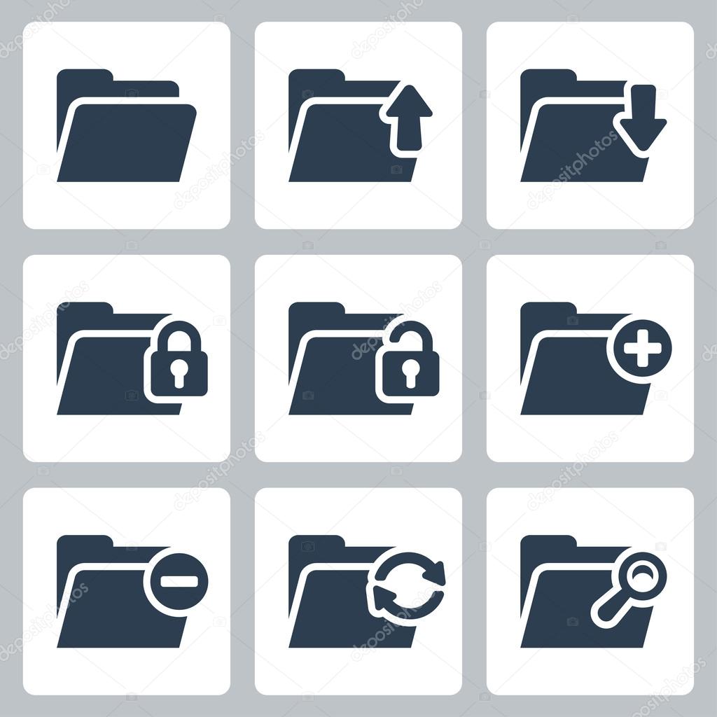 Vector isolated folder icons set