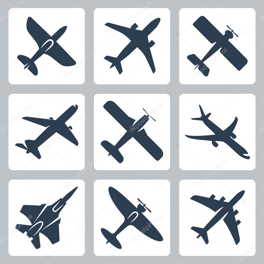 Vector isolated plane icons set