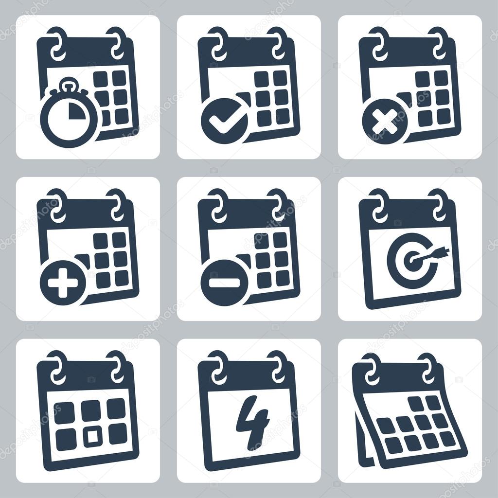 Vector isolated calendar icons set