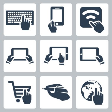 vektör elleri ve teknoloji Icons set