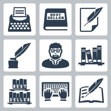 Vector writer icons set clipart