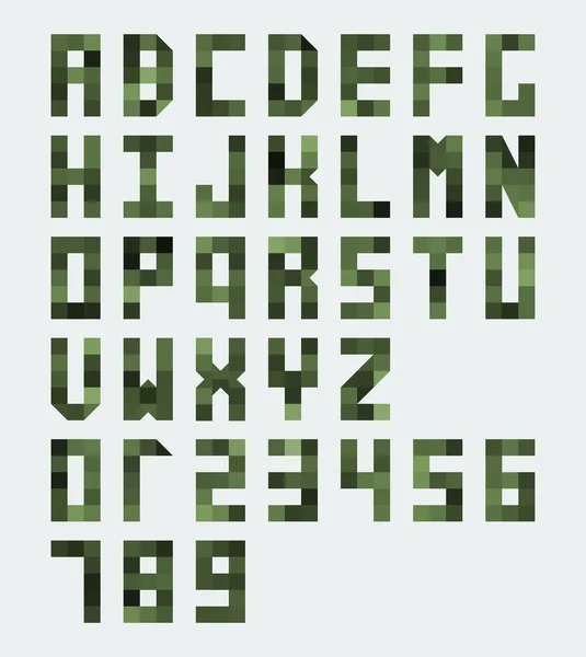 Vector groene monospaced lettertype bestaat uit blokken — Stockvector