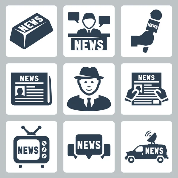 Conjunto de iconos de noticias vectoriales y periodismo — Vector de stock